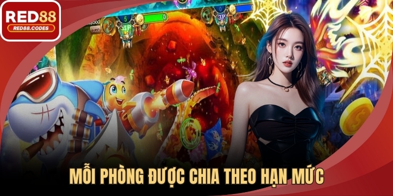 Mỗi phòng được chia theo hạn mức và tốc độ trận đấu